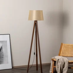 Gang|Gulvlamper ^ Avonni Gulvlampe LM-65214-1E med trebenet af træ