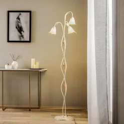 Gulvlamper|Gulvlamper ^ ONLI Gulvlampe Lucrezia i elfenben med blomsterlampeskærm