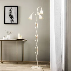 Gulvlamper|Gulvlamper ^ ONLI Gulvlampe Lucrezia i elfenben med blomsterlampeskærm