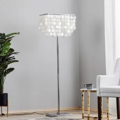 Gulvlamper|Gulvlamper ^ ONLI Gulvlampe Makani, krom, med muslingedekor
