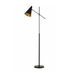 Gulvlamper|Gulvlamper ^ Avonni Gulvlampe Nelu, sort, højde 185 cm, metal, justerbar