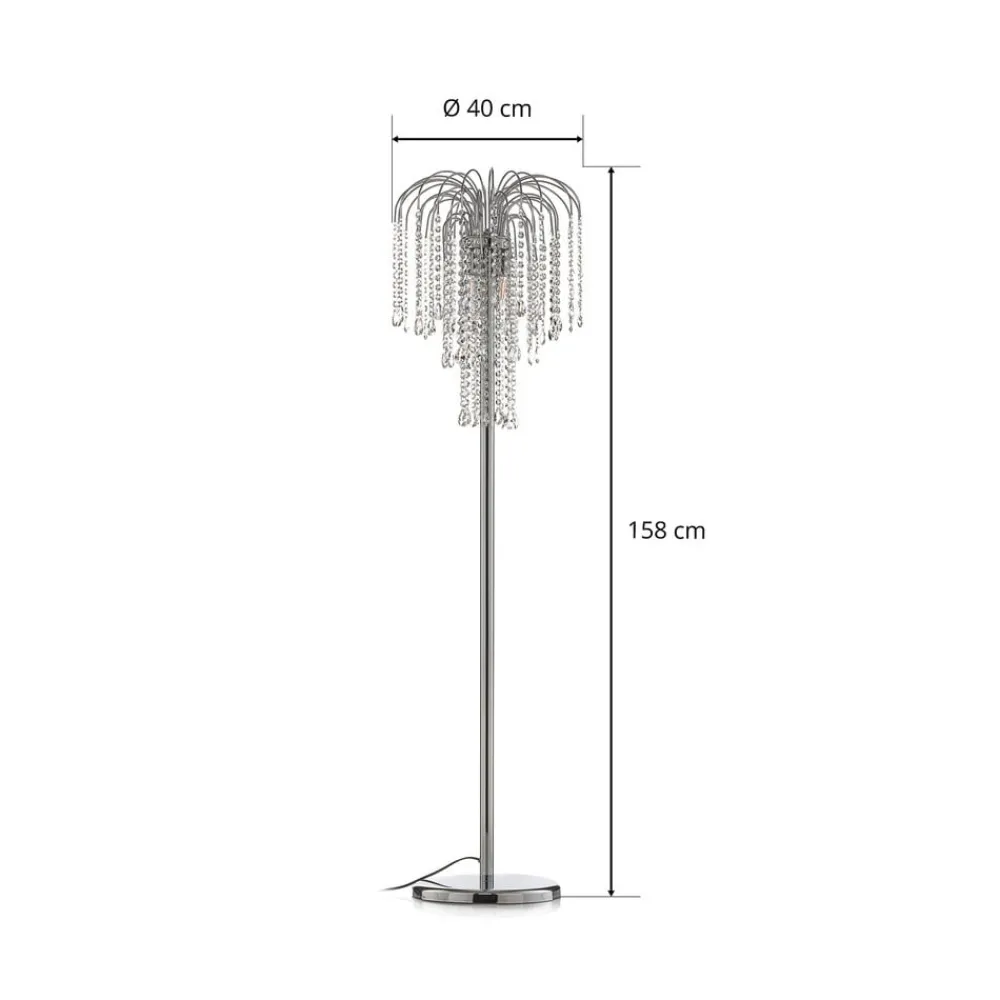 Gulvlamper|Gulvlamper ^ ONLI Gulvlampe Pioggia med krystalregn, krom
