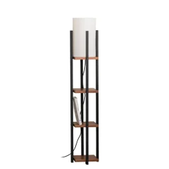 Gang|Gulvlamper ^ Opviq Gulvlampe Shelf, sort/kobber, stof, højde 130 cm, E27