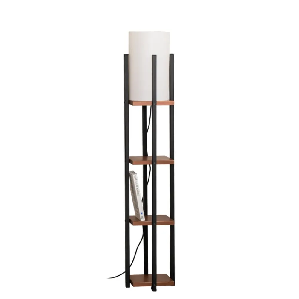Gang|Gulvlamper ^ Opviq Gulvlampe Shelf, sort/kobber, stof, højde 130 cm, E27