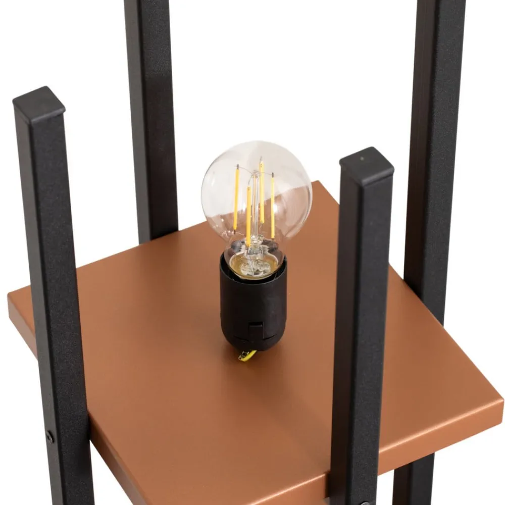 Gang|Gulvlamper ^ Opviq Gulvlampe Shelf, sort/kobber, stof, højde 130 cm, E27