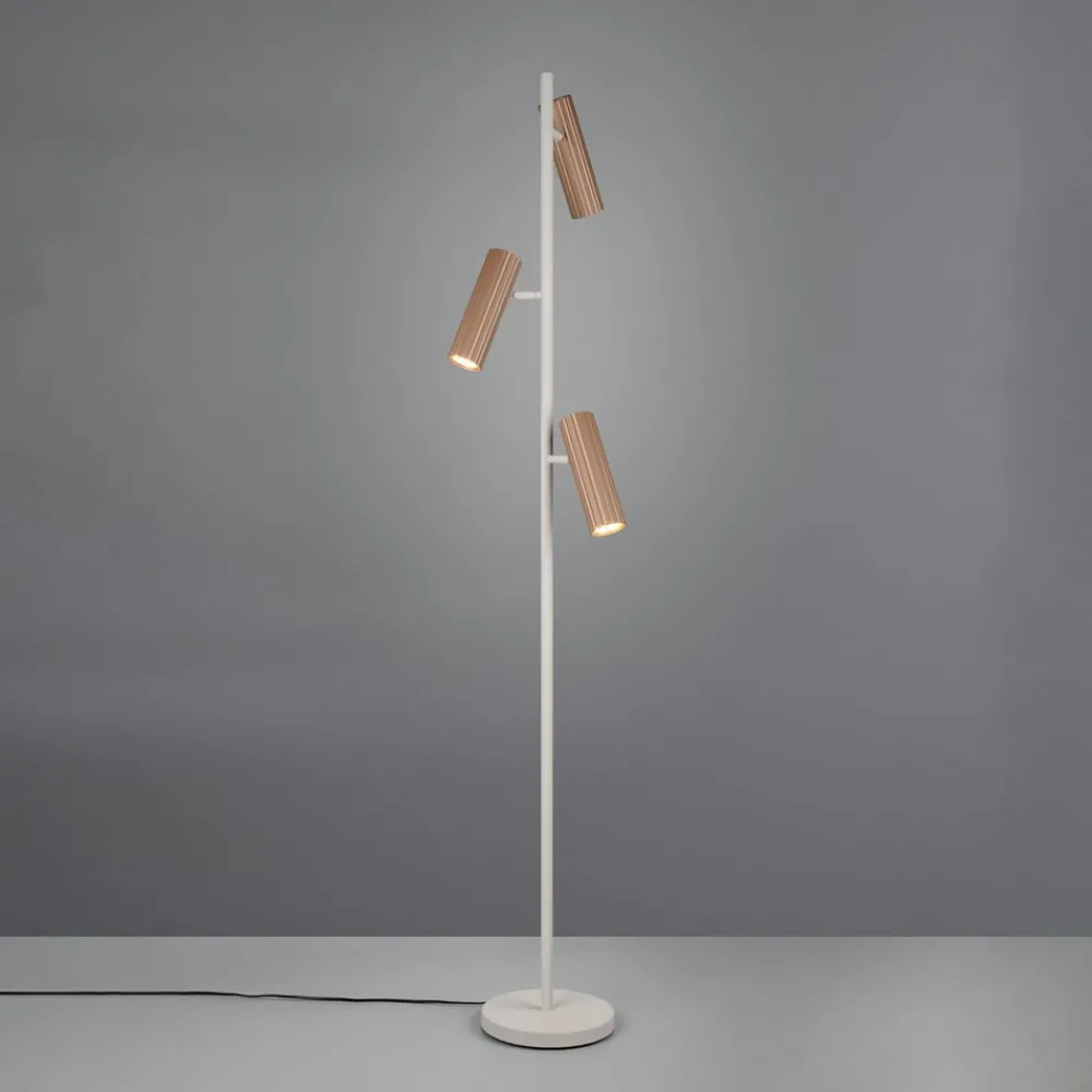 Trio Lighting Gulvlamper|Gulvlamper > Gulvlampe Soka, brun/grå, højde 150 cm, metal, 3 lyskilder.