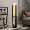 Gulvlamper ^ Opviq Gulvlampe 8125, sort/hvid, metal/lærred, højde 130 cm