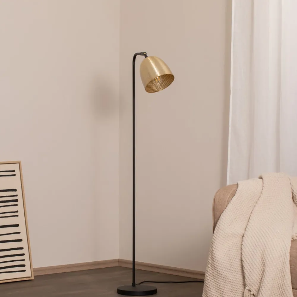 Gulvlamper ^ Opviq Gulvlampe Tattoo 4091 antik guld/sort, metal Højde 120 cm