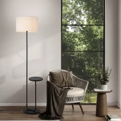 Näve Gulvlamper > Gulvlampe Tordis, sort/hvid, tekstil, højde 157 cm Hylde