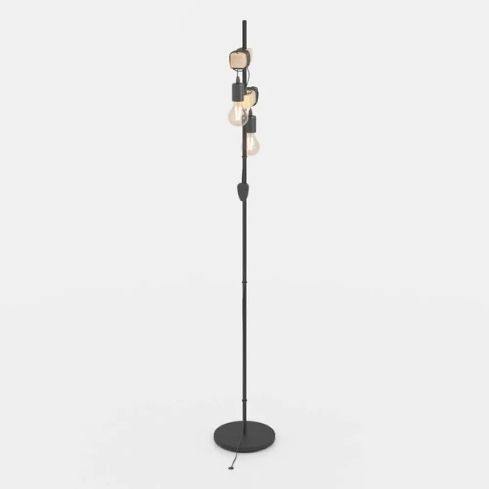 EGLO Gulvlamper > Gulvlampe Townshend 2 lyskilder sort/lyst træ