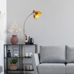 Opviq Gang|Pendellamper > Gulvlampe Varzan, guld, metal, højde 162 cm, E27