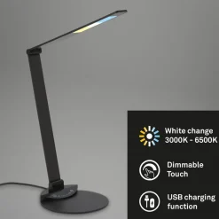 Briloner Arbejdsrum/Kontor|Bordlamper > Haiti LED-skrivebordslampe touchdim CCT sort