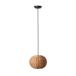 Pendellamper ^ FARO BARCELONA Haka pendellampe med rattan-skærm, Ø 25 cm