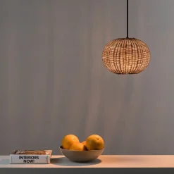Pendellamper ^ FARO BARCELONA Haka pendellampe med rattan-skærm, Ø 25 cm