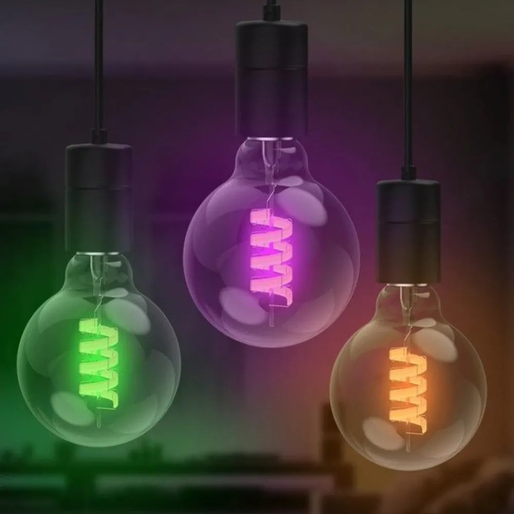 Hama Dæmpbar Led-Pære|Filament Pære > Smart LED Filament E27 G95, WLAN, Matter, 4,9 W, RGBW