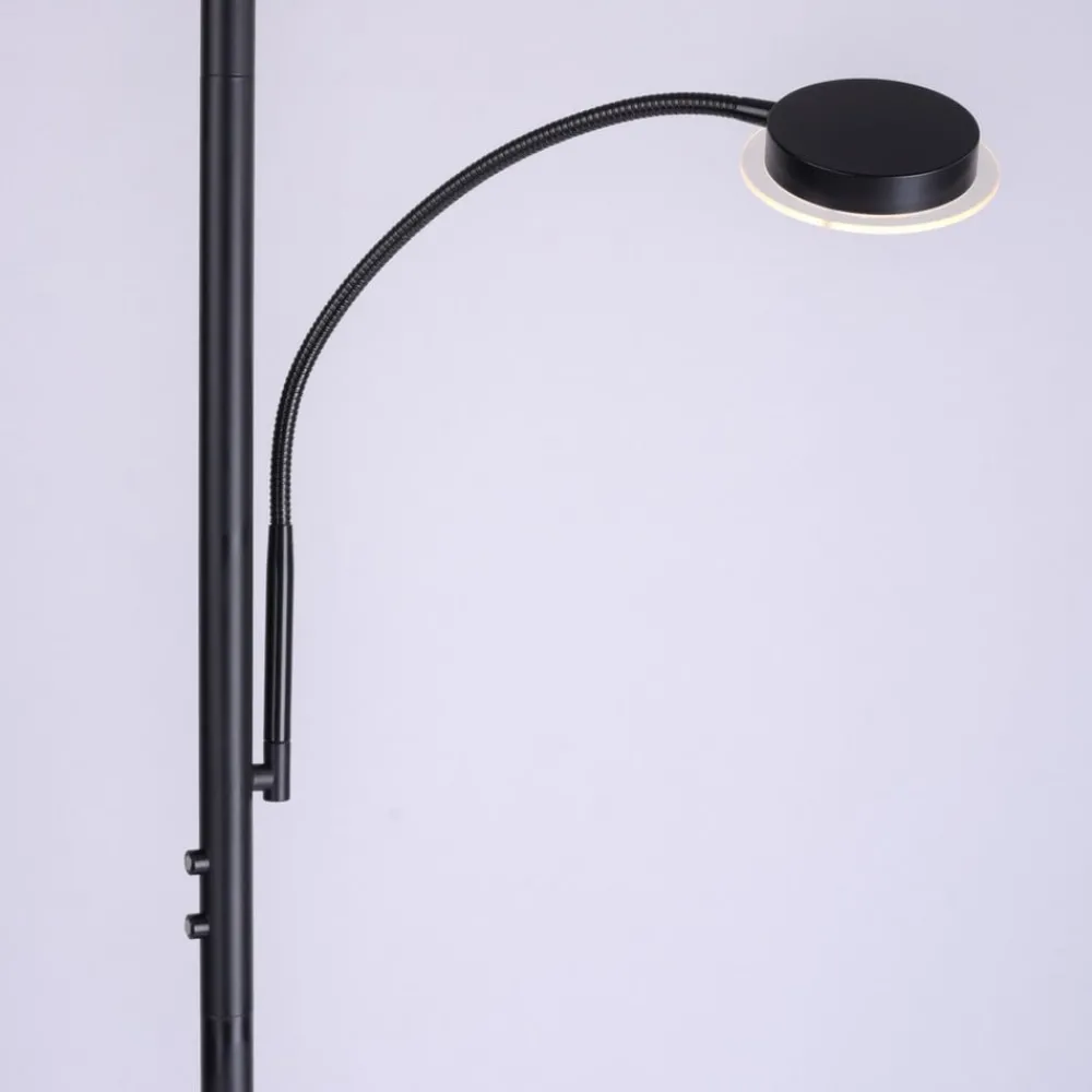 JUST LIGHT. GmbH Gulvlamper|Gulvlamper > Hans LED-gulvlampe med læselampe, rund, sort