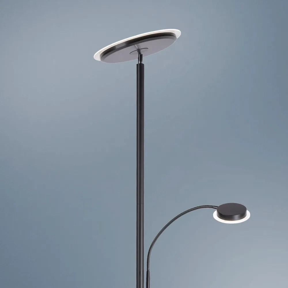 JUST LIGHT. GmbH Gulvlamper|Gulvlamper > Hans LED-gulvlampe med læselampe, rund, sort