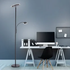 JUST LIGHT. GmbH Gulvlamper|Gulvlamper > Hans LED-gulvlampe med læselampe, rund, sort