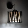 Væglamper|Væglamper ^ TK Lighting Harmony væglampe, sort, naturlig jute, med afbryder
