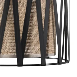 Væglamper|Væglamper ^ TK Lighting Harmony væglampe, sort, naturlig jute, med afbryder