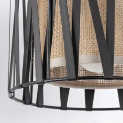 Væglamper|Væglamper ^ TK Lighting Harmony væglampe, sort, naturlig jute, med afbryder