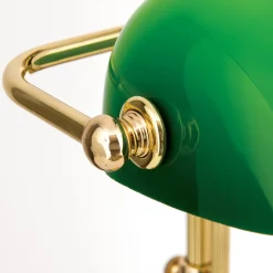 ORION Arbejdsrum/Kontor|Bordlamper > Harvard banklampe med trækafbryder, messing/grøn