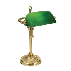 ORION Arbejdsrum/Kontor|Bordlamper > Harvard banklampe, messing/grøn, højde 32 cm