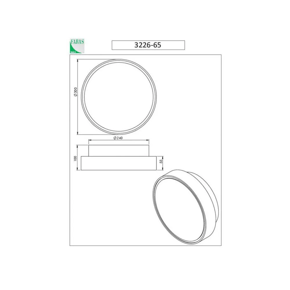 Væglamper ^ Fabas Luce Hatton væglampe, Ø 30 cm, sensor, 2 x E27, hvid, IP65