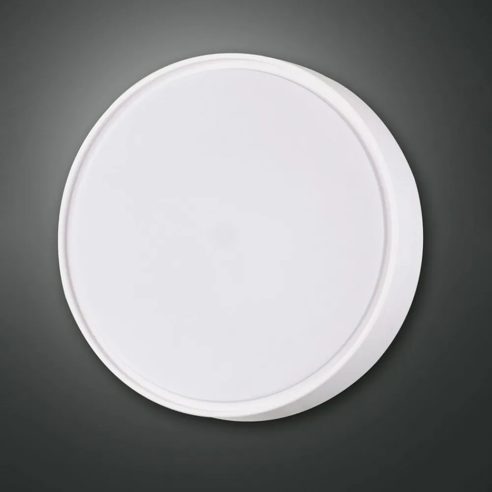 Væglamper ^ Fabas Luce Hatton væglampe, Ø 30 cm, sensor, 2 x E27, hvid, IP65