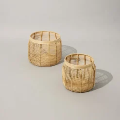 Hübsch Møbel Og Interiør > Luna kurve, sæt med 2, rattan, naturfarvet, Ø 34 & 44cm