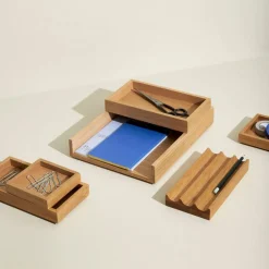 Hübsch Møbel Og Interiør > opbevaringsboks til hæfteklammer, egetræsfarvet, 24 x 12 x 6 cm