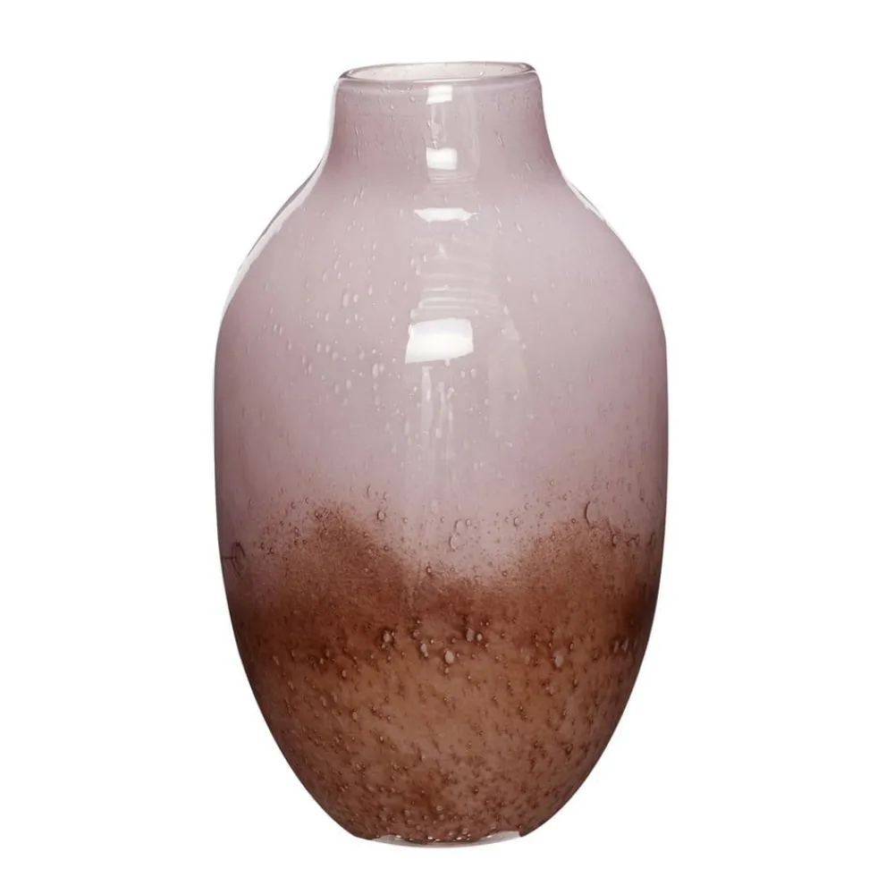 Møbel Og Interiør ^ Hübsch Posy-vase, glas, rødbrun/olivenrosa, højde 37 cm
