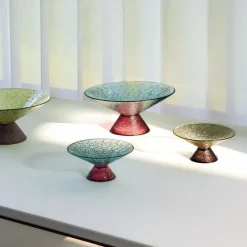 Møbel Og Interiør ^ Hübsch Stor sød glasskål, blå/rød, glas, Ø 25 cm