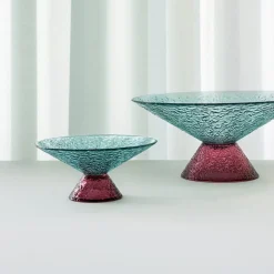 Møbel Og Interiør ^ Hübsch Stor sød glasskål, blå/rød, glas, Ø 25 cm
