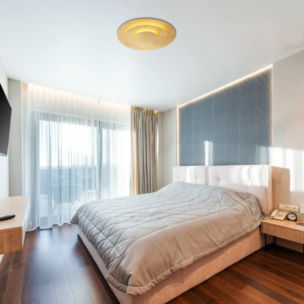 Globo Loftlamper|Loftlamper > Heda LED-loftslampe, Ø 35 cm, guldfarvet, metal