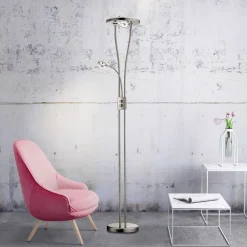 Gulvlamper|Gulvlamper ^ JUST LIGHT. GmbH Helia LED-gulvlampe med læselampe, stål