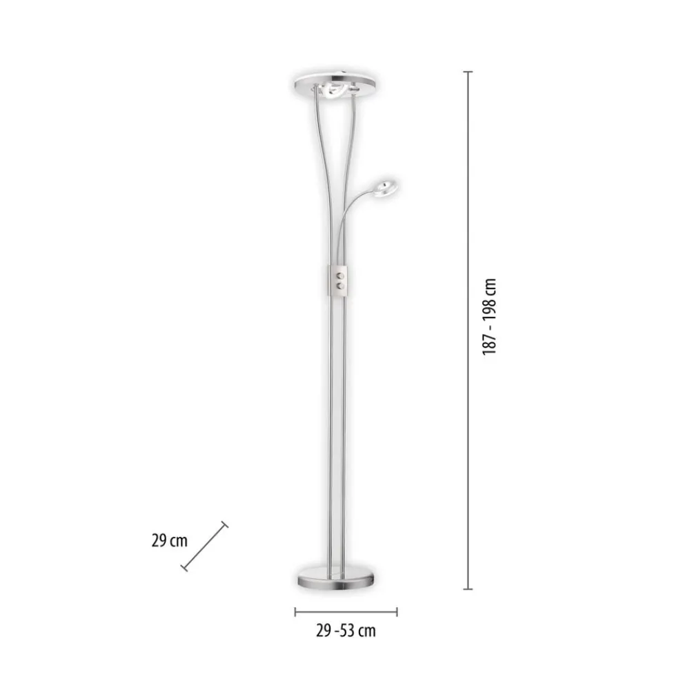 Gulvlamper|Gulvlamper ^ JUST LIGHT. GmbH Helia LED-gulvlampe med læselampe, stål