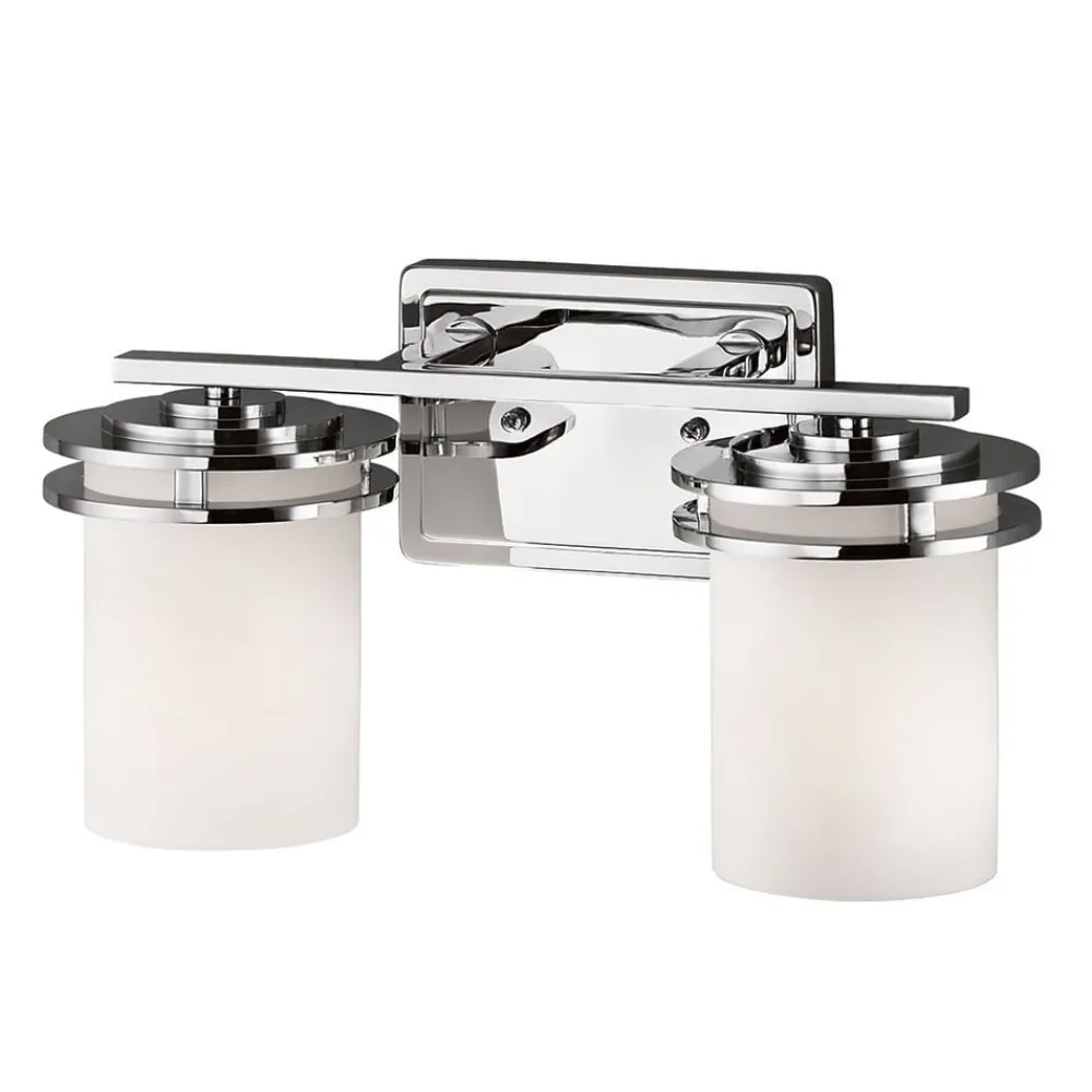 Væg- Og Spejllamper ^ KICHLER Hendrik LED-væglampe, IP44, krom/glas, 2 lyskilder