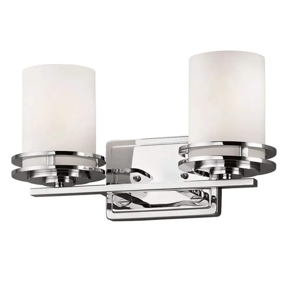 Væg- Og Spejllamper ^ KICHLER Hendrik LED-væglampe, IP44, krom/glas, 2 lyskilder