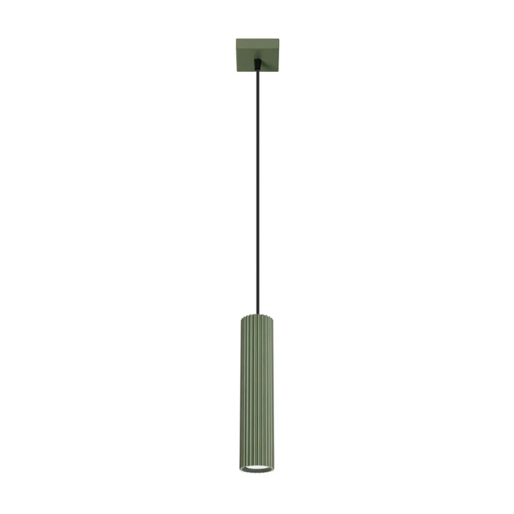 Pendellamper ^ SOLLUX LIGHTING Hængelampe ALORA, olivengrøn, Ø 8 cm, metal, GU10