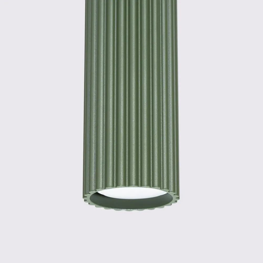 Pendellamper ^ SOLLUX LIGHTING Hængelampe ALORA, olivengrøn, Ø 8 cm, metal, GU10
