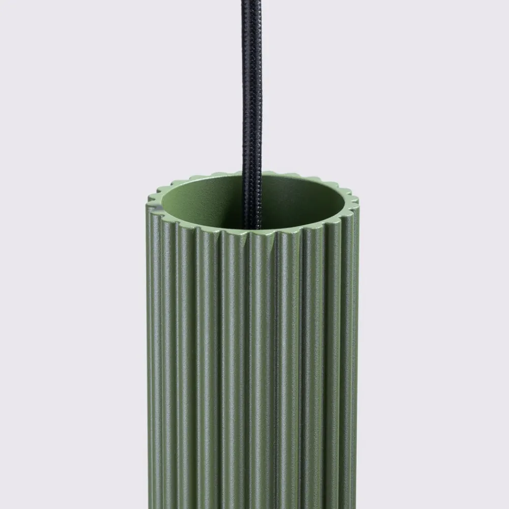 Pendellamper ^ SOLLUX LIGHTING Hængelampe ALORA, olivengrøn, Ø 8 cm, metal, GU10