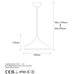 Pendellamper|Pendellamper ^ Opviq Hængelampe Barek 11545, messing brun, metal, Ø 34 cm