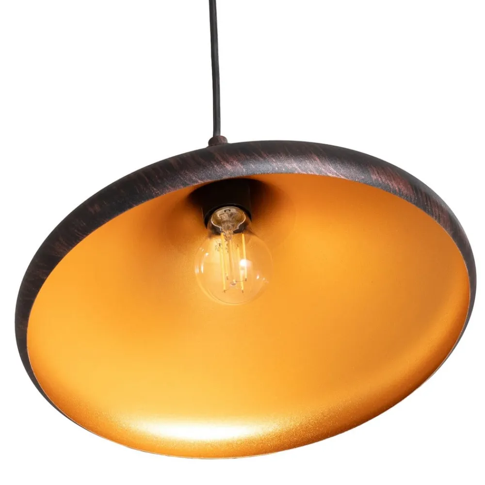 Opviq Pendellamper > Hængelampe Barek, sort/guld, Ø 34 cm, metal, E27