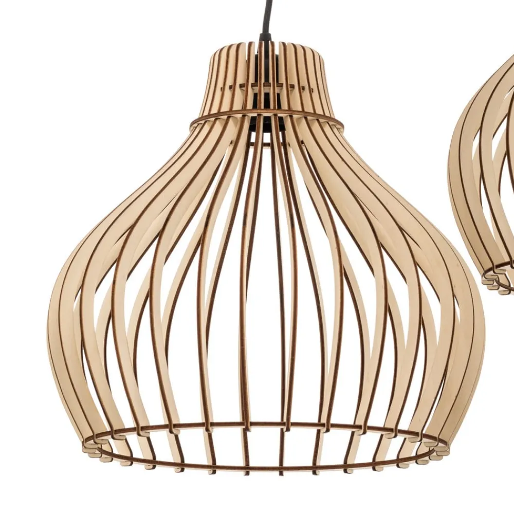 Pendellamper|Pendellamper ^ TEMAR LIGHTING Hængelampe Barrel med træskærme, 3 lyskilder, rund