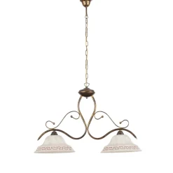 ONLI Pendellamper > Hængelampe BILIARDO GIORGIO, creme/bronze, glas/jern 2 lyskilder.