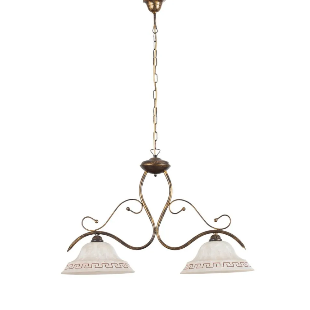 ONLI Pendellamper > Hængelampe BILIARDO GIORGIO, creme/bronze, glas/jern 2 lyskilder.