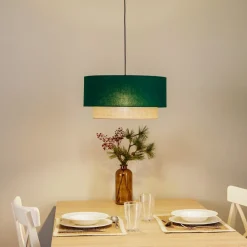 Pendellamper ^ Duolla Hængelampe Boho Ø 45 cm 1 lyskilde grøn/jute