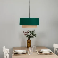 Pendellamper ^ Duolla Hængelampe Boho Ø 45 cm 1 lyskilde grøn/jute