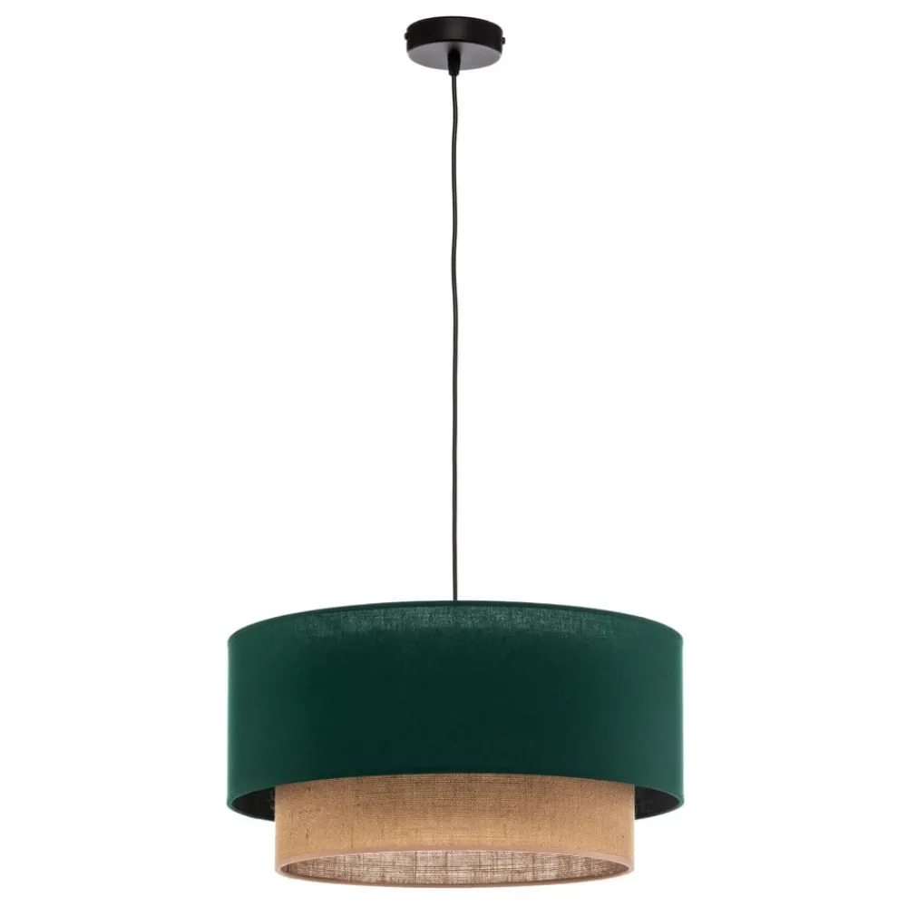 Pendellamper ^ Duolla Hængelampe Boho Ø 45 cm 1 lyskilde grøn/jute